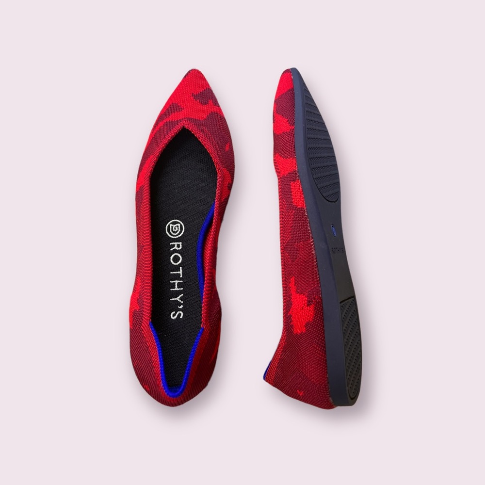 Rothy’s Red Camo the point ballet flats size 8.5 EUC